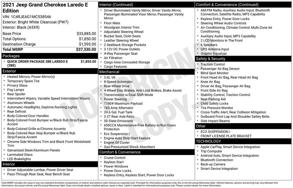 Used 2021 Jeep Grand Cherokee Laredo RWD image 3