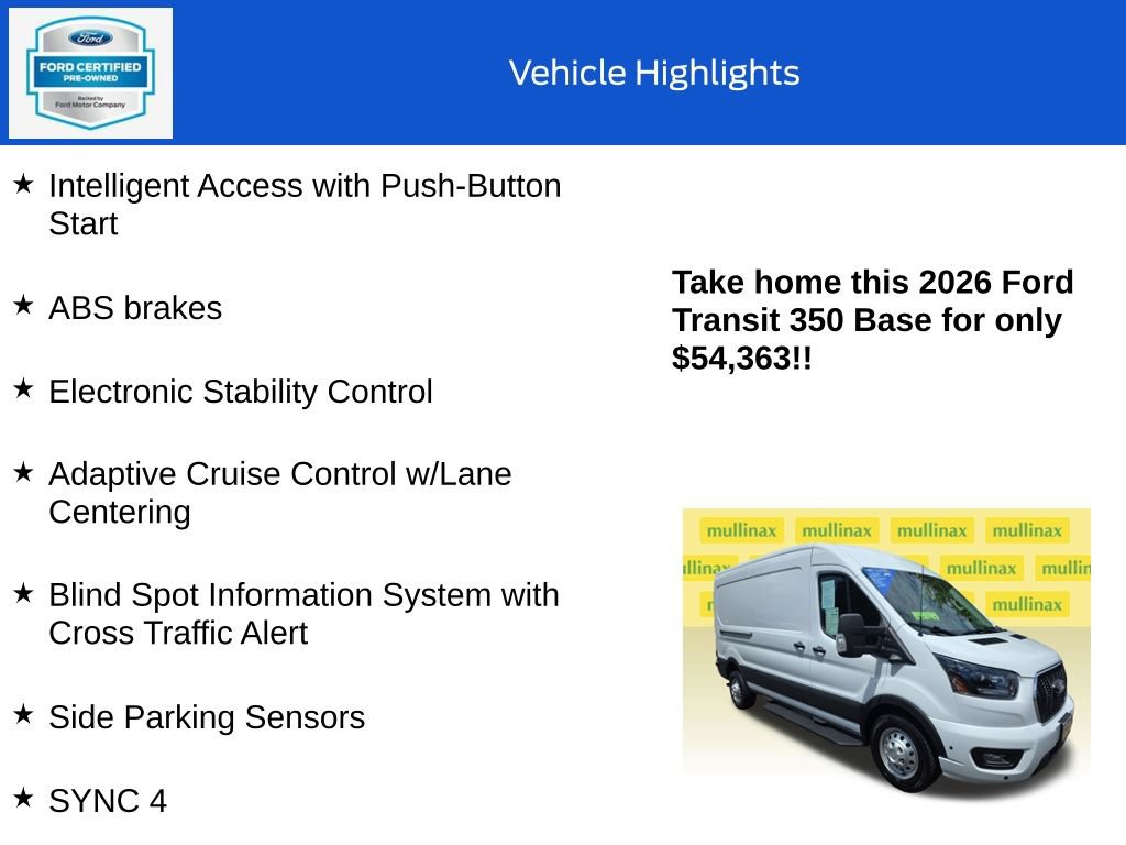Certified 2026 Ford Transit 350 148 Medium Roof AWD w/ RV Prep Package image 19