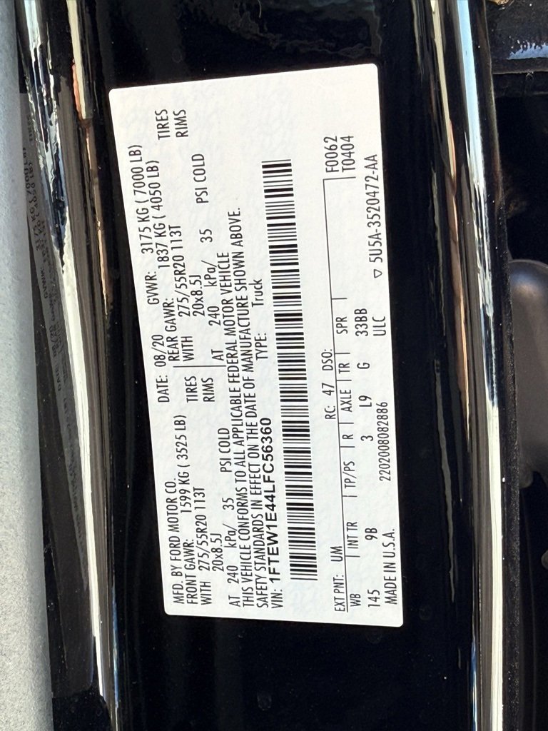 Certified 2020 Ford F150 Platinum w/ Equipment Group 701A Luxury image 34