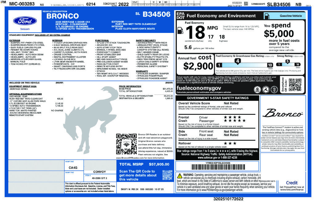Certified 2025 Ford Bronco Heritage Edition AWD/4WD image 26
