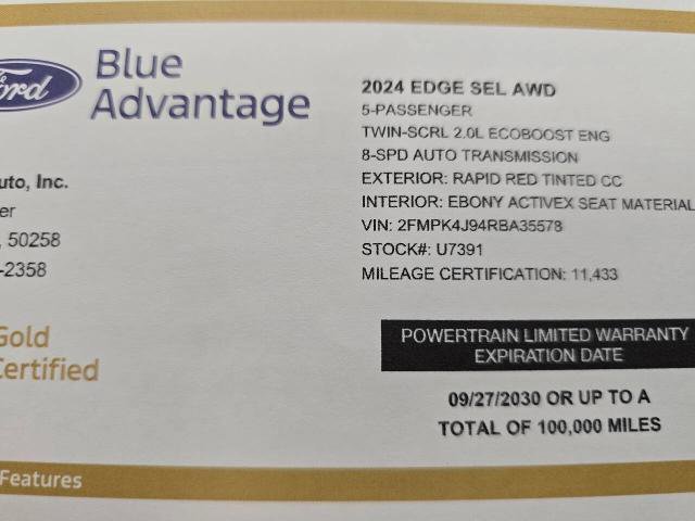 Certified 2024 Ford Edge SEL image 21