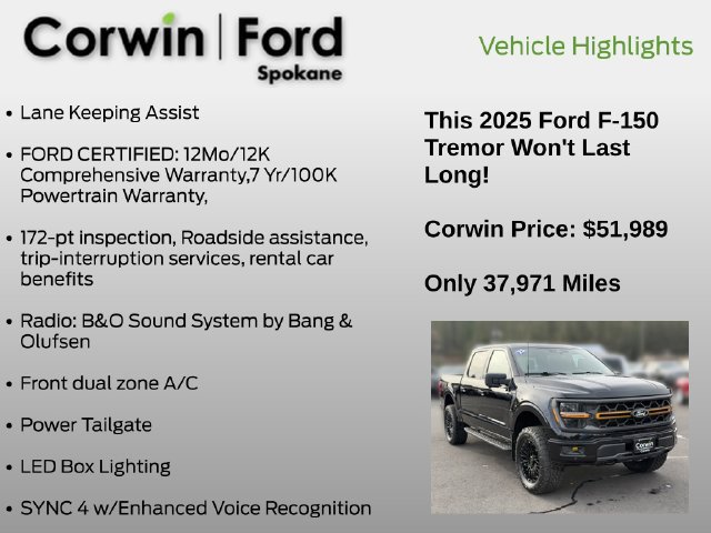 Certified 2025 Ford F150 Tremor w/ Bed Utility Package AWD/4WD image 13