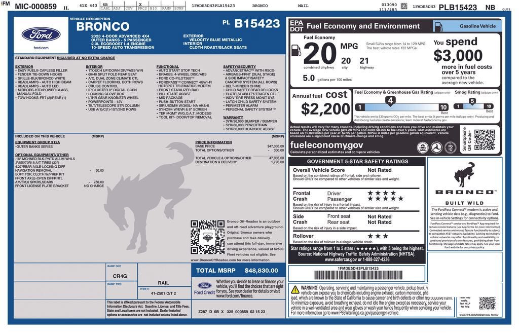 Certified 2023 Ford Bronco Outer Banks AWD/4WD image 33
