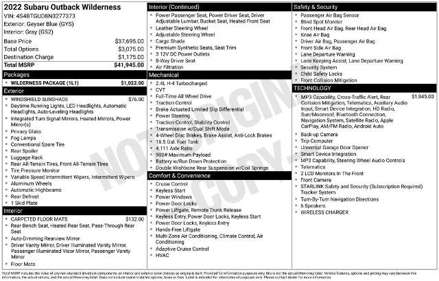 Used 2022 Subaru Outback Wilderness w/ Wilderness Package AWD/4WD image 3