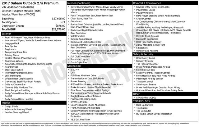 Used 2017 Subaru Outback 2.5i Premium image 2