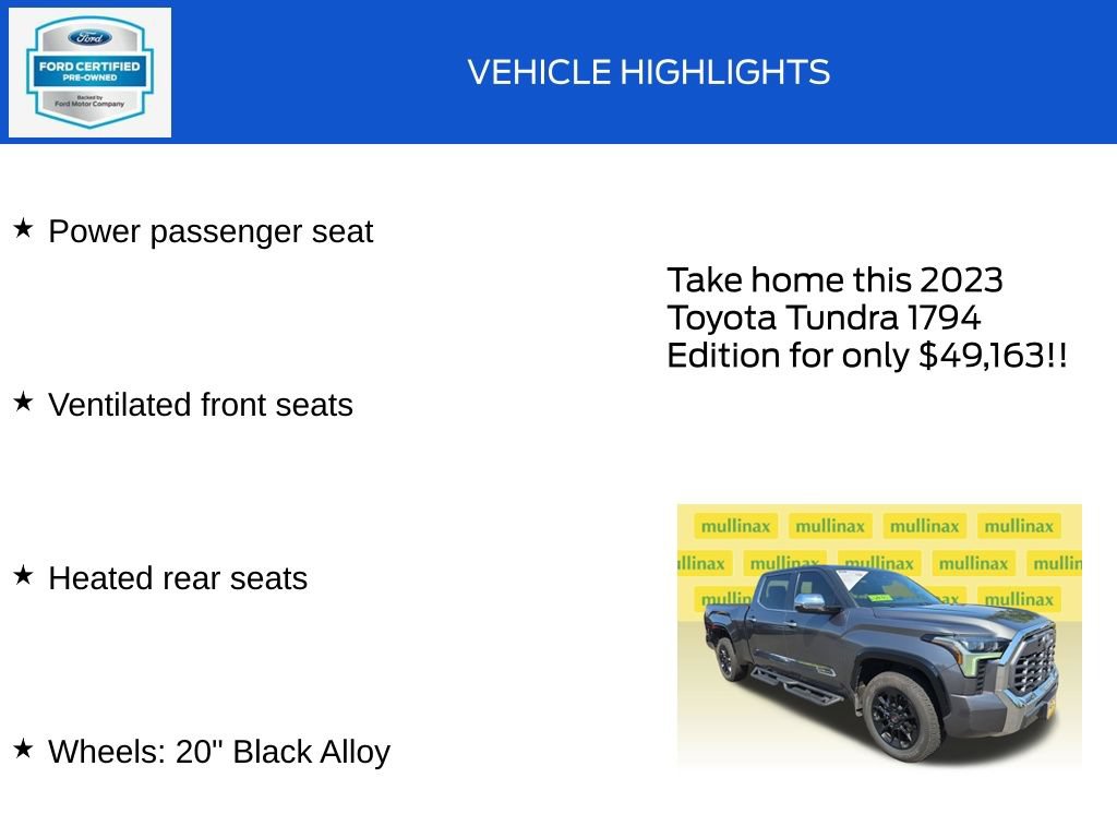 Used 2023 Toyota Tundra 1794 Edition w/ TRD Off-Road Package AWD/4WD image 20