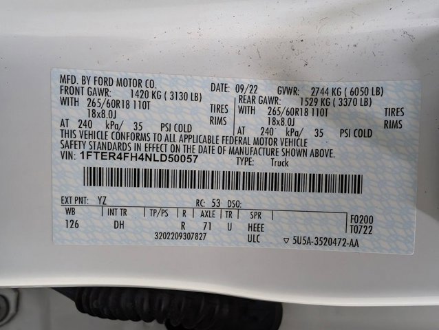 Certified 2022 Ford Ranger Lariat w/ Equipment Group 501A High AWD/4WD image 9