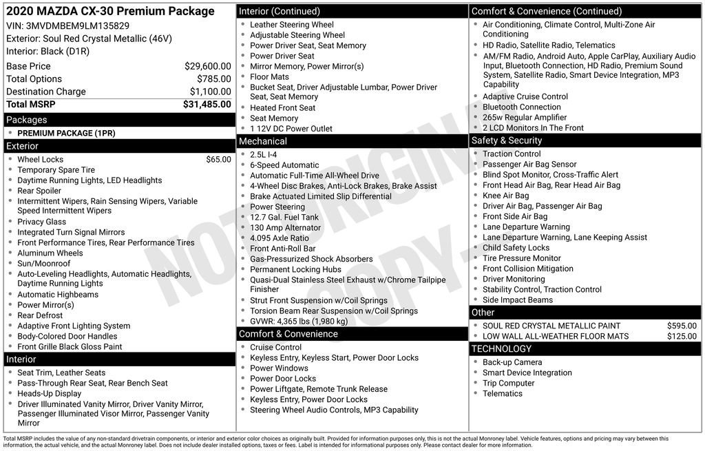 Used 2020 MAZDA CX-30 AWD w/ Premium Package image 24