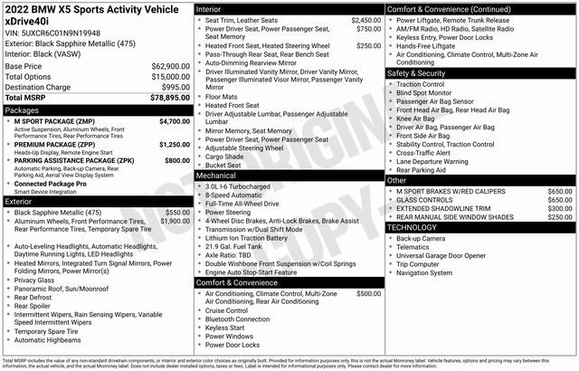 Used 2022 BMW X5 xDrive40i w/ M Sport Package image 21