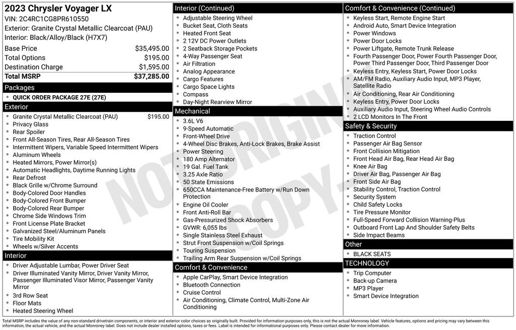 Used 2023 Chrysler Voyager LX FWD image 5