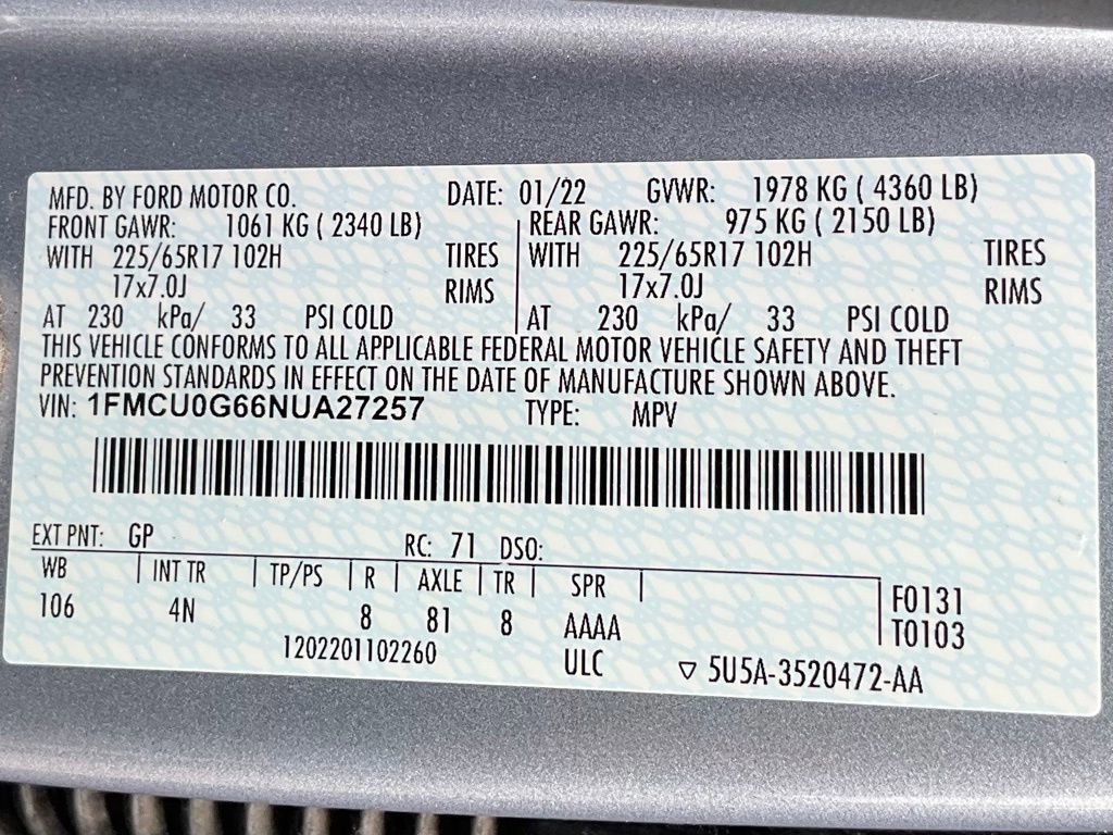 Certified 2022 Ford Escape SE image 66