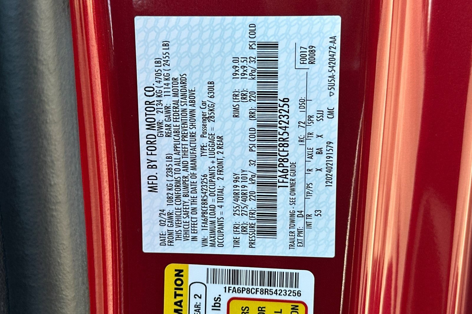Certified 2024 Ford Mustang GT Premium w/ GT Performance Package RWD image 55