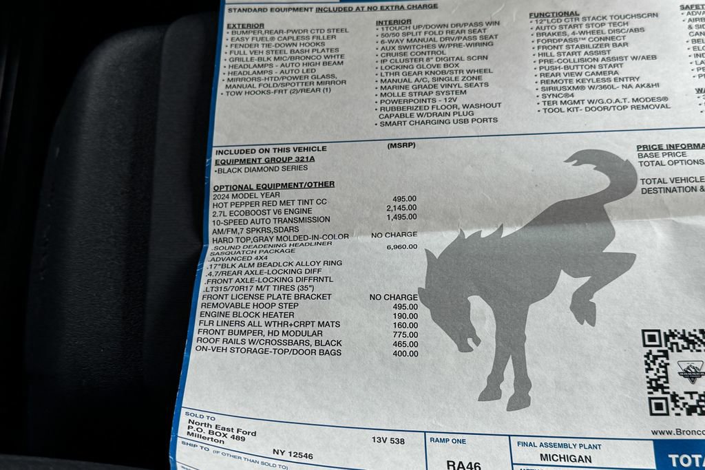 Certified 2024 Ford Bronco Black Diamond w/ Sasquatch Package image 49