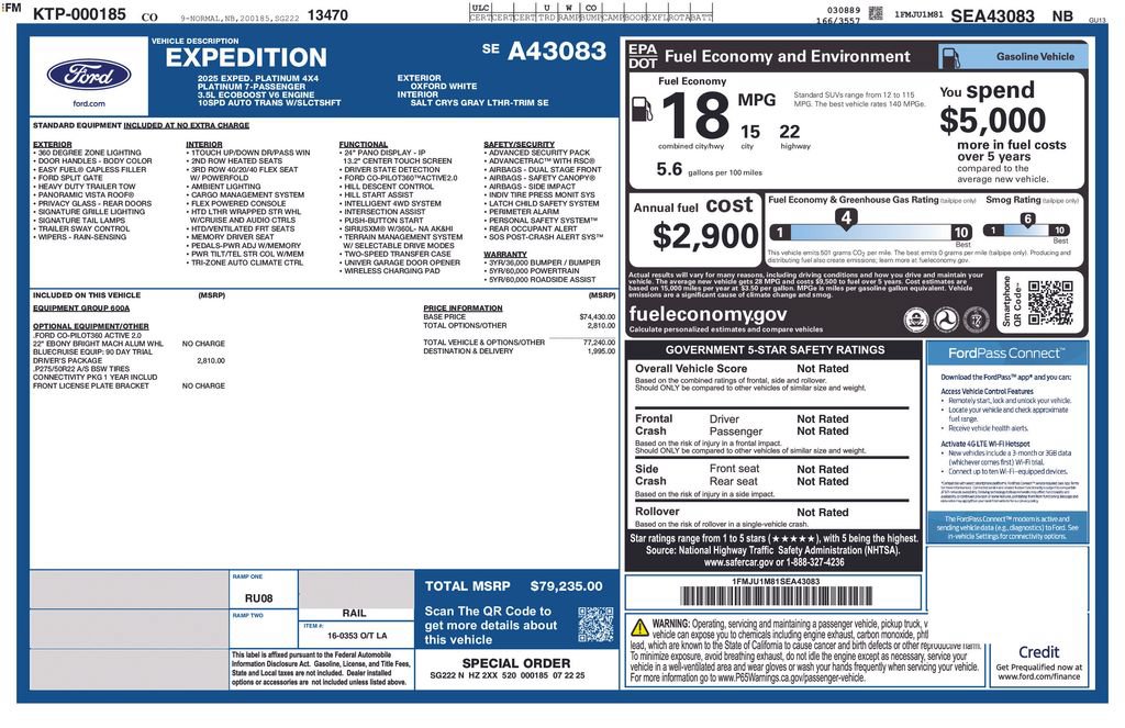 Certified 2025 Ford Expedition Platinum w/ Driver's Package AWD/4WD image 5