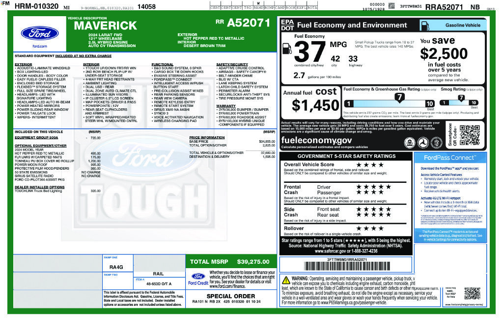 Certified 2024 Ford Maverick Lariat FWD image 25