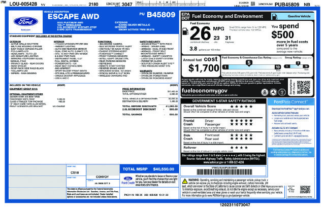 Certified 2023 Ford Escape Platinum w/ Class II Trailer Tow Package AWD/4WD image 2