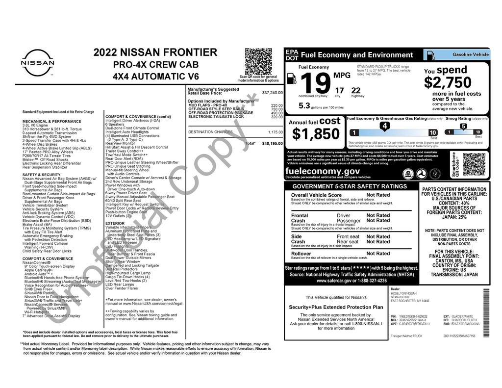 Used 2022 Nissan Frontier PRO-4X w/ Off-Road Protection Package AWD/4WD image 36