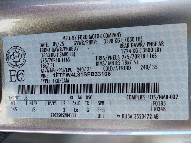 Certified 2025 Ford F150 Tremor w/ Bed Utility Package AWD/4WD image 25
