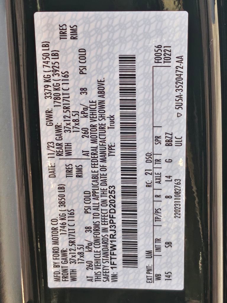 Certified 2023 Ford F150 Raptor w/ Equipment Group 802A Raptor R image 38