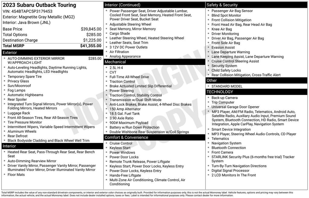 Used 2023 Subaru Outback Touring AWD/4WD image 7