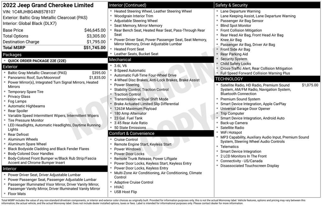 Used 2022 Jeep Grand Cherokee Limited AWD/4WD image 59