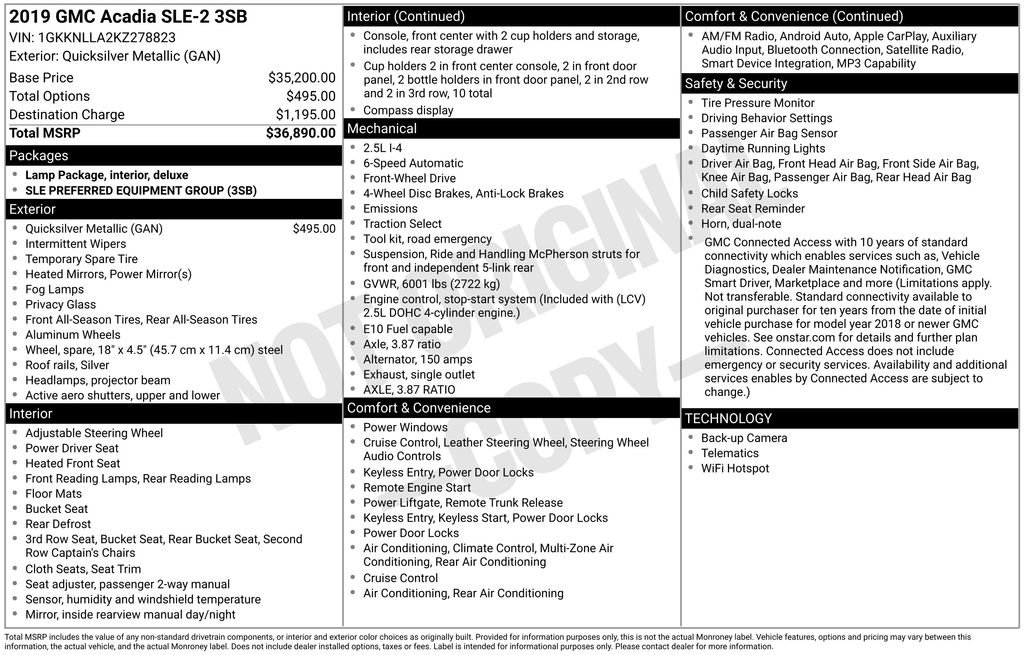 Used 2019 GMC Acadia SLE image 30