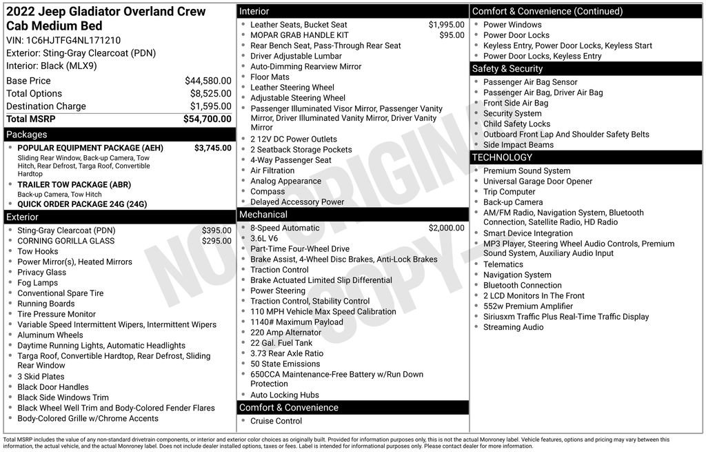 Used 2022 Jeep Gladiator Overland w/ Popular Equipment Package AWD/4WD image 32
