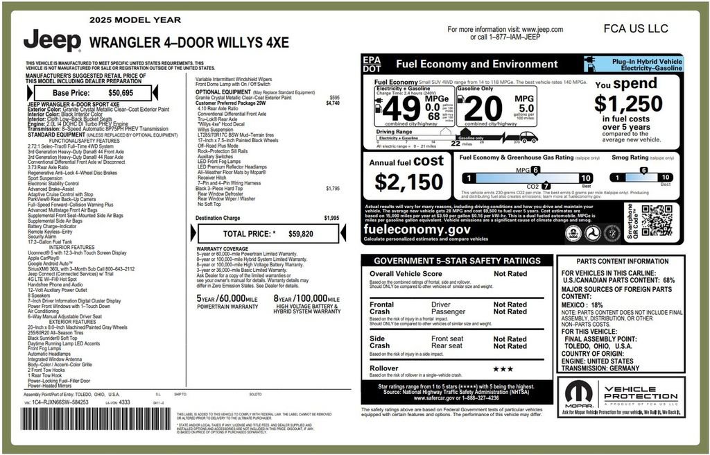 Used 2025 Jeep Wrangler Unlimited Sport S 4xe AWD/4WD image 5