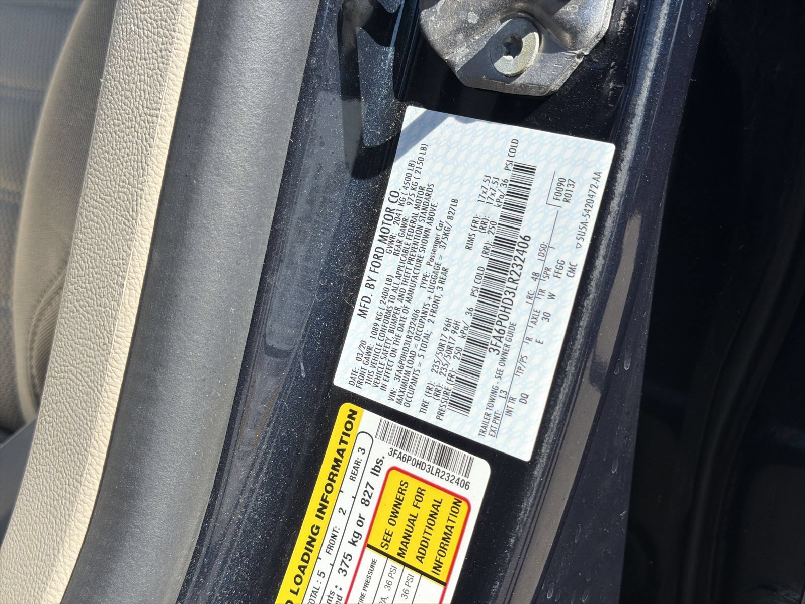 Certified 2020 Ford Fusion SE FWD image 38