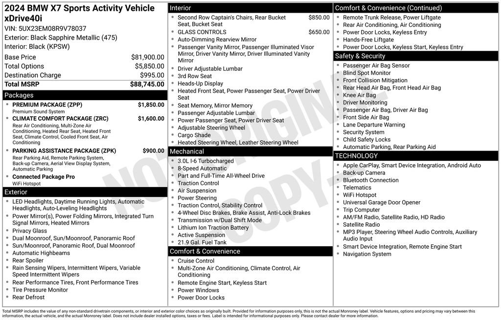 Used 2024 BMW X7 xDrive40i w/ Premium Package AWD/4WD image 3