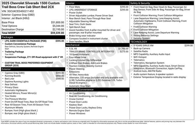 Used 2025 Chevrolet Silverado 1500 Custom Trail Boss w/ LPO, Dark Essentials Package AWD/4WD image 3