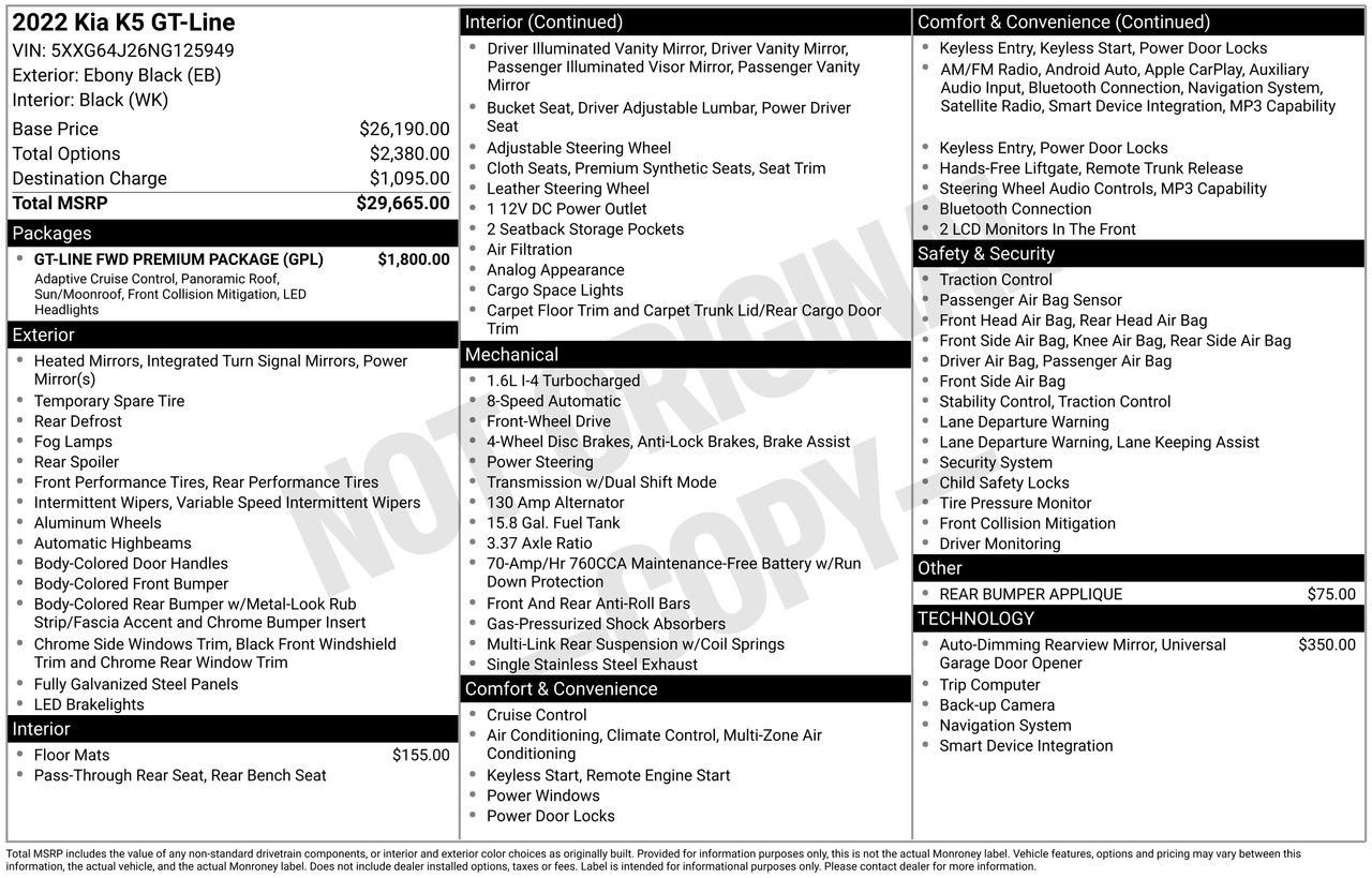 Used 2022 Kia K5 GT-Line w/ GT-Line FWD Premium Package image 35