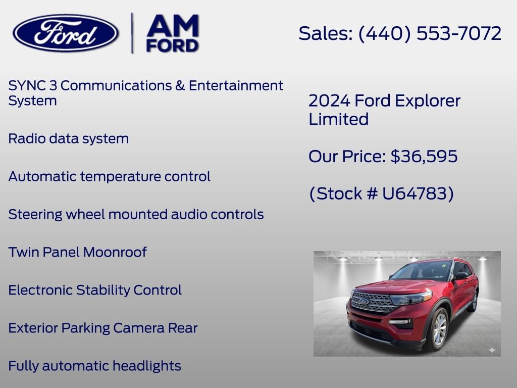Certified 2024 Ford Explorer Limited w/ Limited Technology Package AWD/4WD image 20