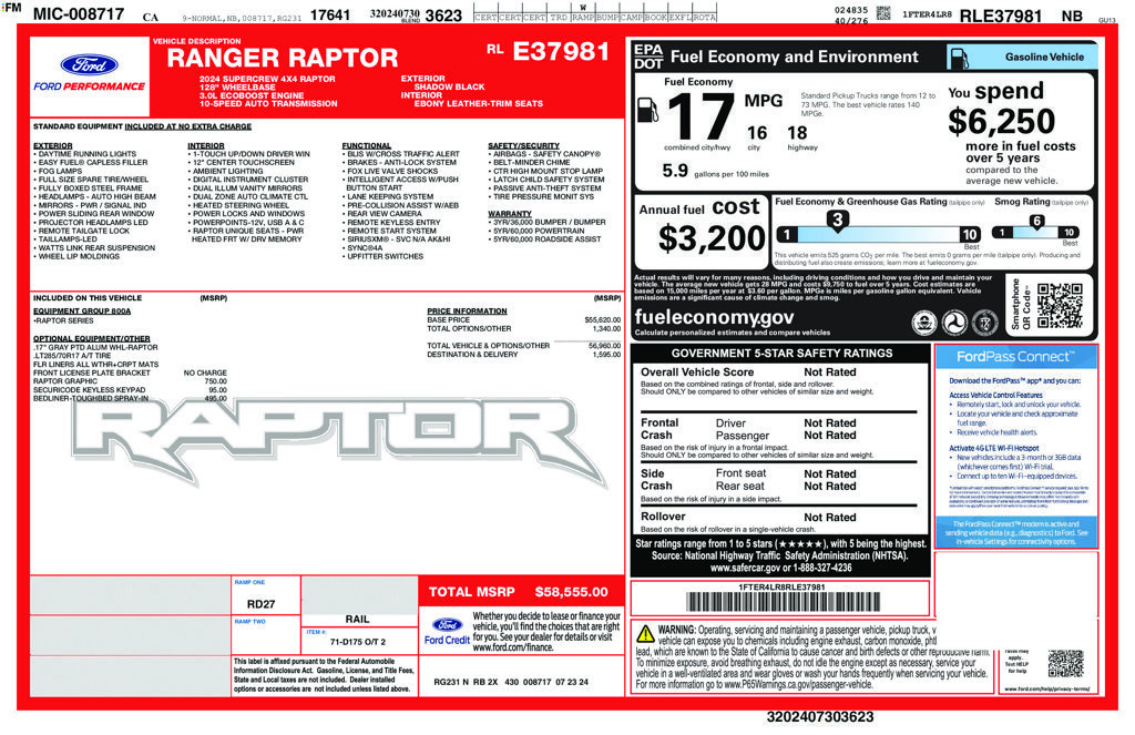 Certified 2024 Ford Ranger Raptor AWD/4WD image 3