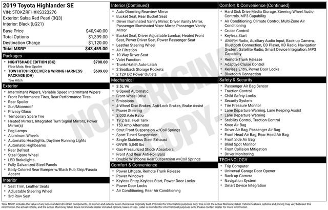 Used 2019 Toyota Highlander SE w/ Nightshade Edition FWD image 21