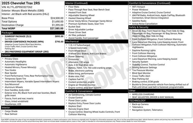 Used 2025 Chevrolet Trax RS w/ Sunroof Package FWD image 51