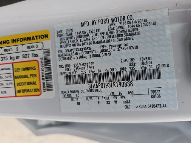 Certified 2020 Ford Fusion SE AWD/4WD image 33