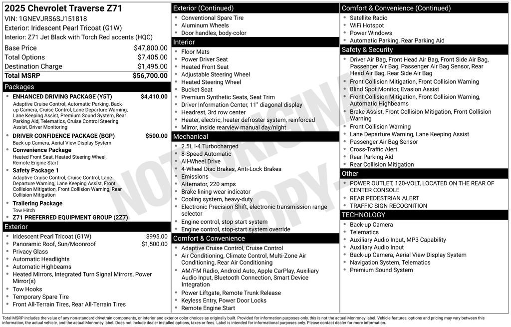 Used 2025 Chevrolet Traverse Z71 w/ Enhanced Driving Package AWD/4WD image 35