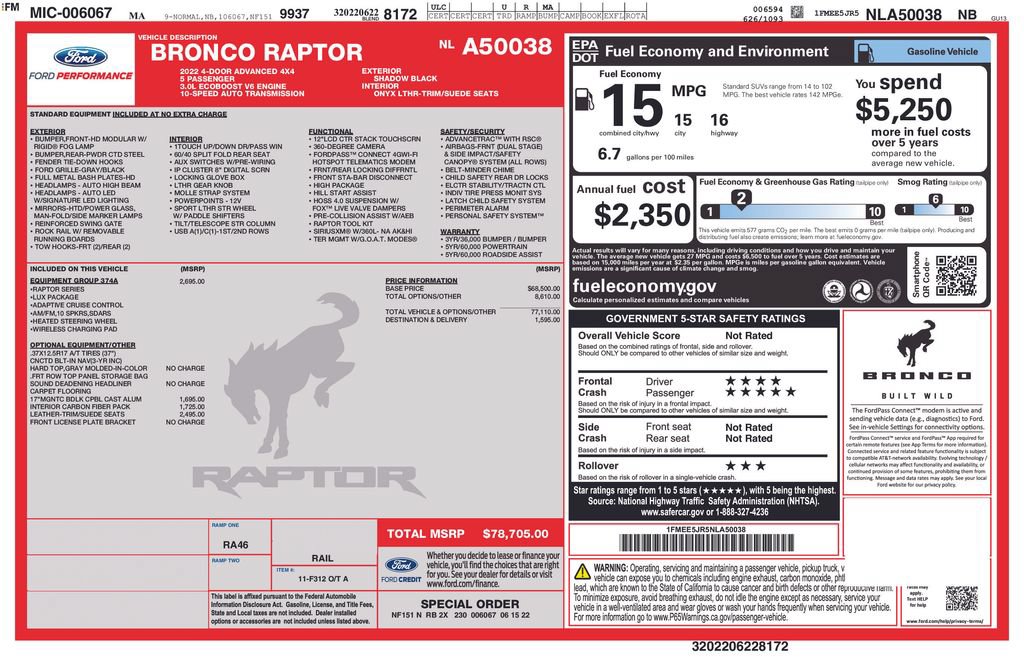 Certified 2022 Ford Bronco Raptor AWD/4WD image 34