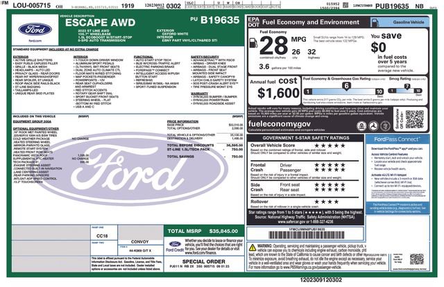 Certified 2023 Ford Escape ST-Line w/ Tech Pack #1 AWD/4WD image 54