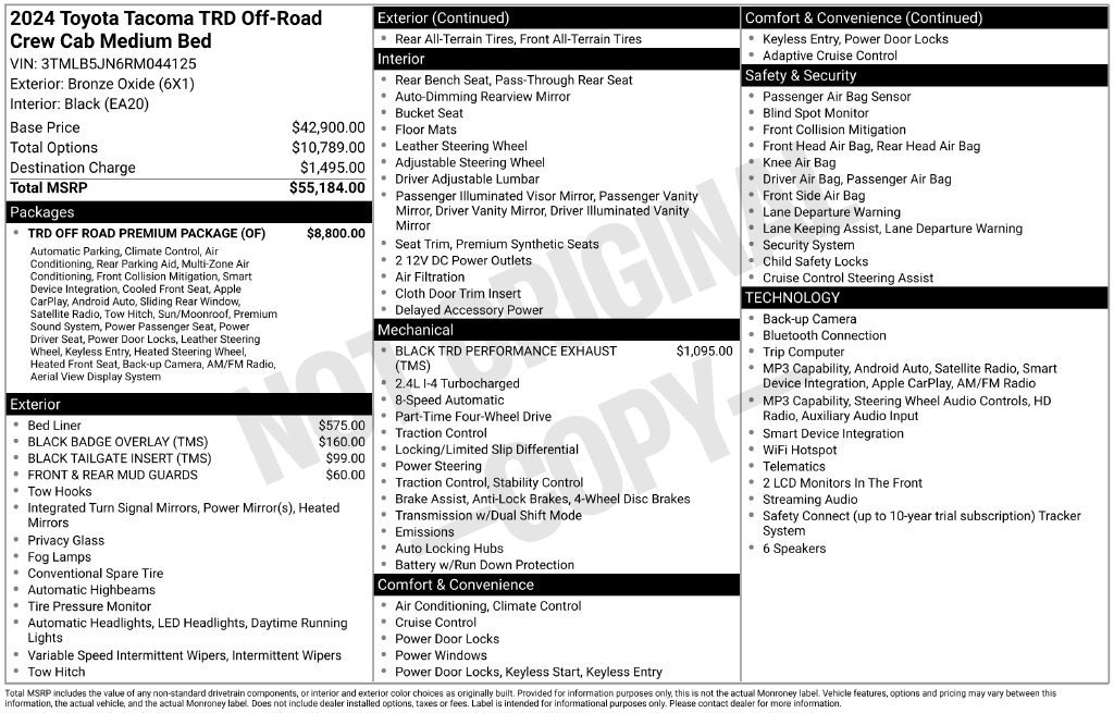 Used 2024 Toyota Tacoma TRD Off-Road w/ TRD Off Road Premium Package AWD/4WD image 46