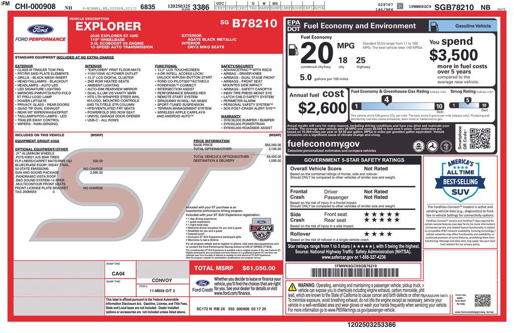 Certified 2025 Ford Explorer ST w/ Sun And Sound Package image 21