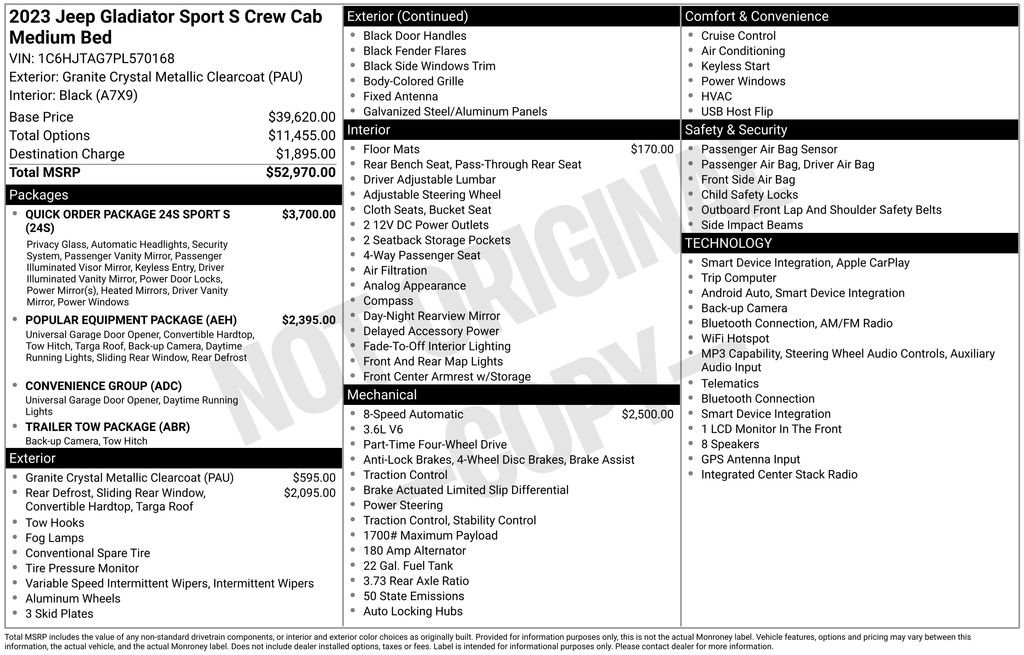Used 2023 Jeep Gladiator Sport AWD/4WD image 5