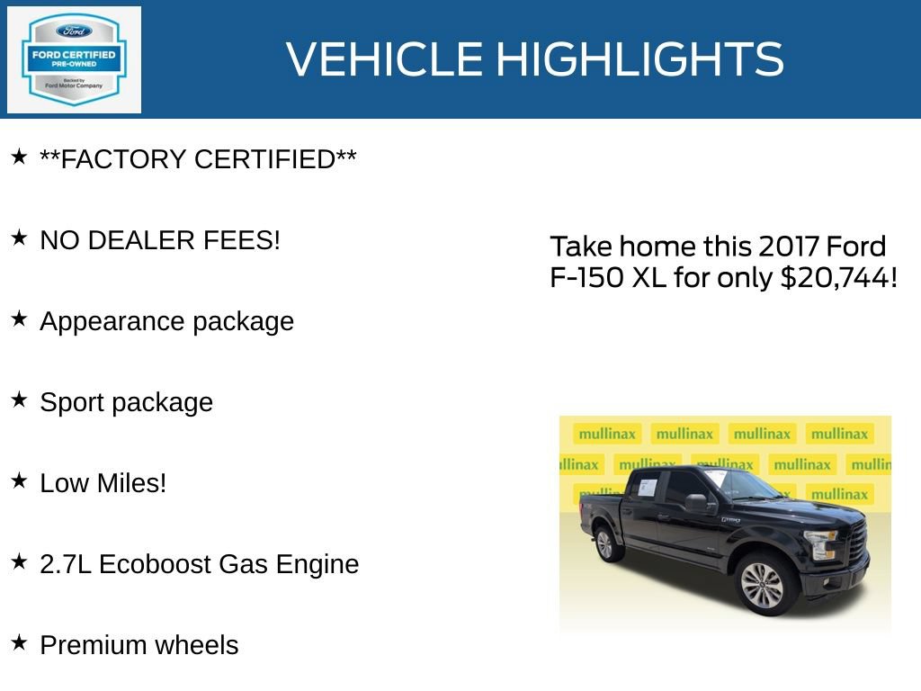 Certified 2017 Ford F150 XL w/ Equipment Group 101A Mid RWD image 12