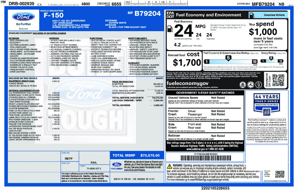 Certified 2021 Ford F150 Lariat w/ Equipment Group 502A High AWD/4WD image 3