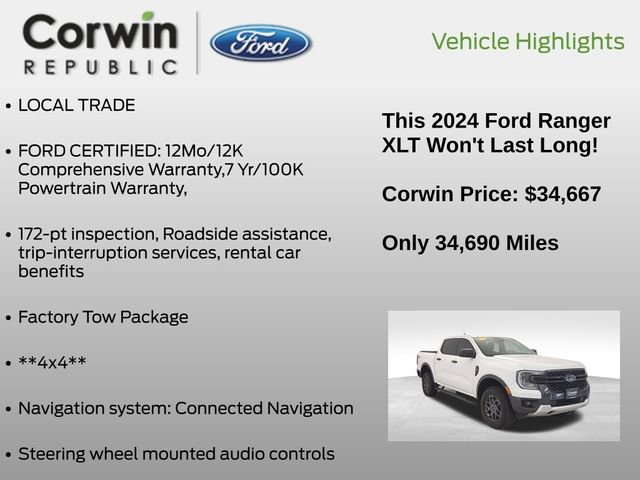 Certified 2024 Ford Ranger XLT w/ FX4 Off-Road Package image 14