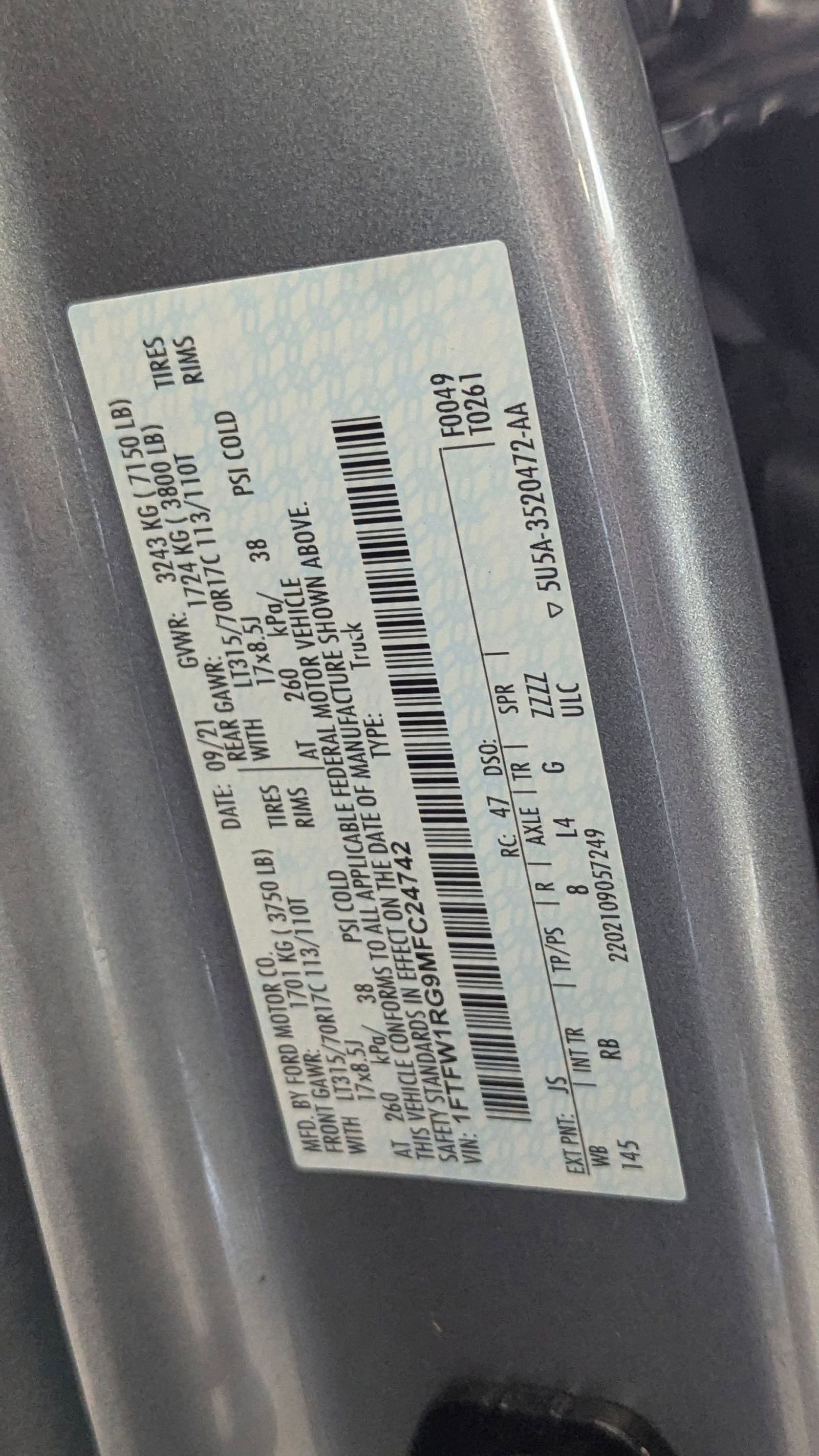 Certified 2021 Ford F150 Raptor w/ Equipment Group 801A High image 19