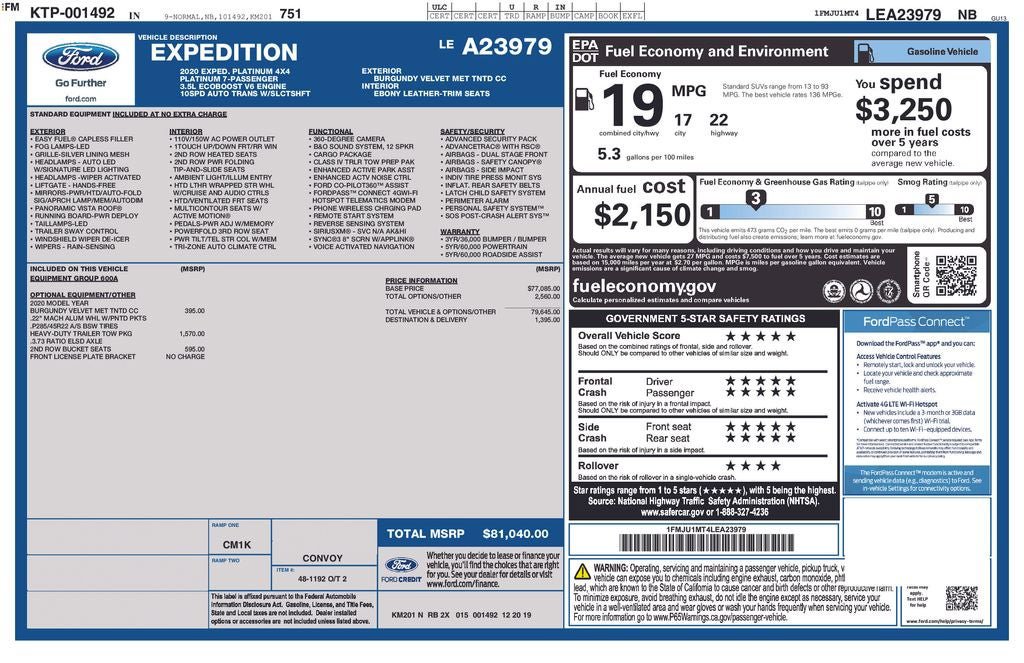 Certified 2020 Ford Expedition Platinum AWD/4WD image 39