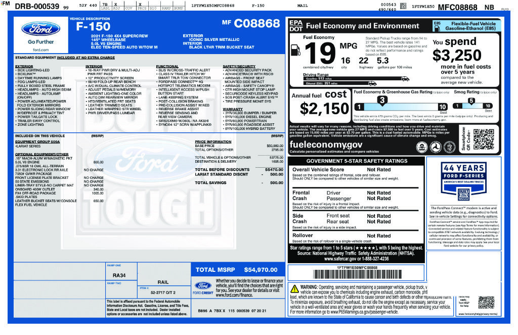 Certified 2021 Ford F150 Lariat w/ FX4 Off-Road Package AWD/4WD image 40