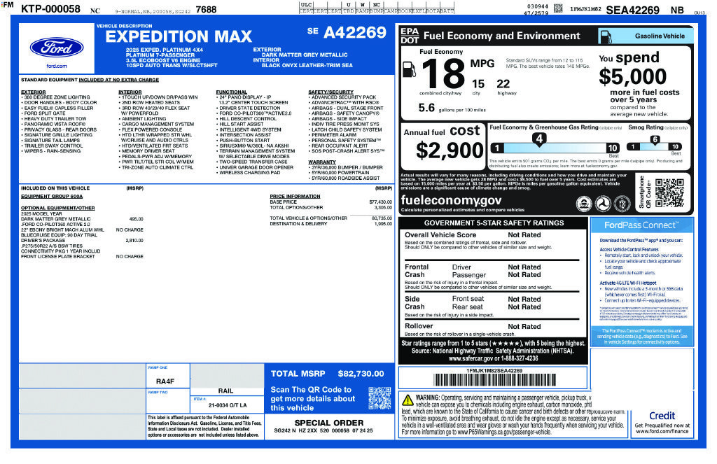 Certified 2025 Ford Expedition Max Platinum w/ Driver's Package AWD/4WD image 6